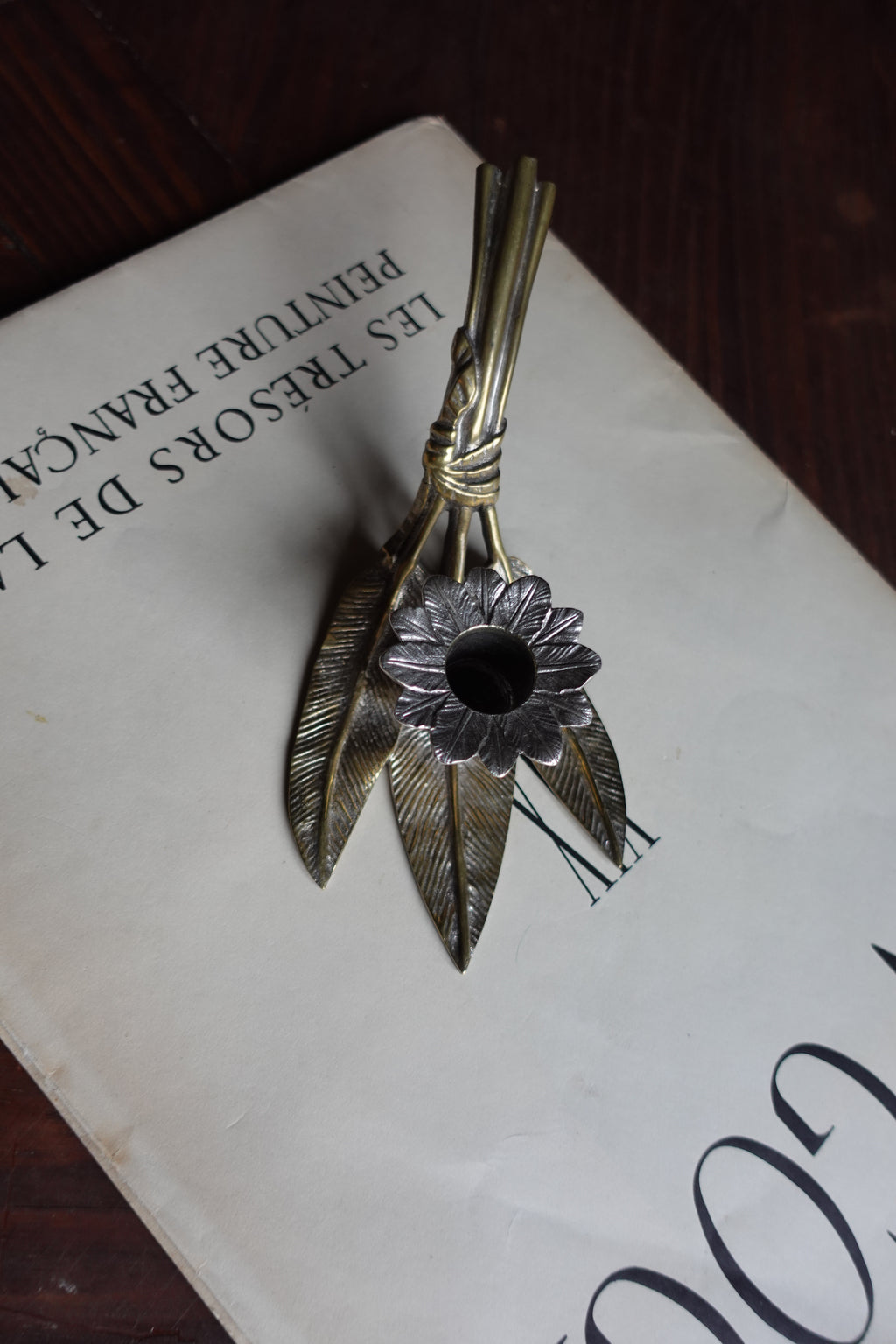 Silver & Brass Botanical Candle Holder