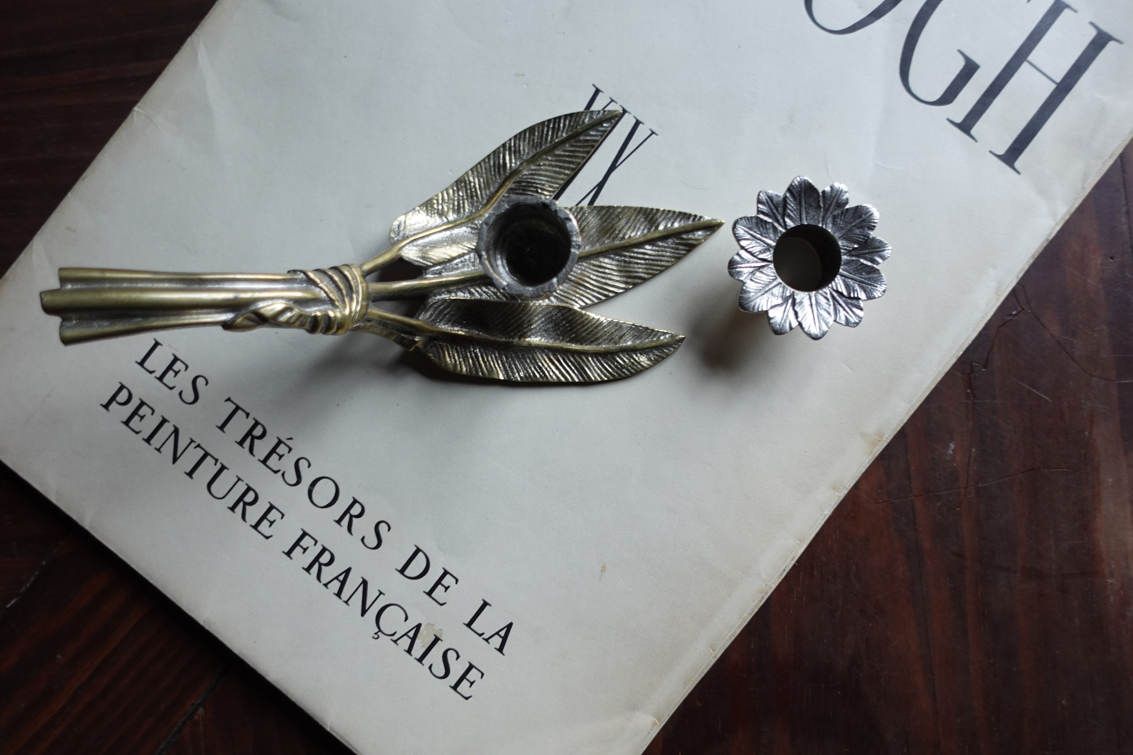 Silver & Brass Botanical Candle Holder