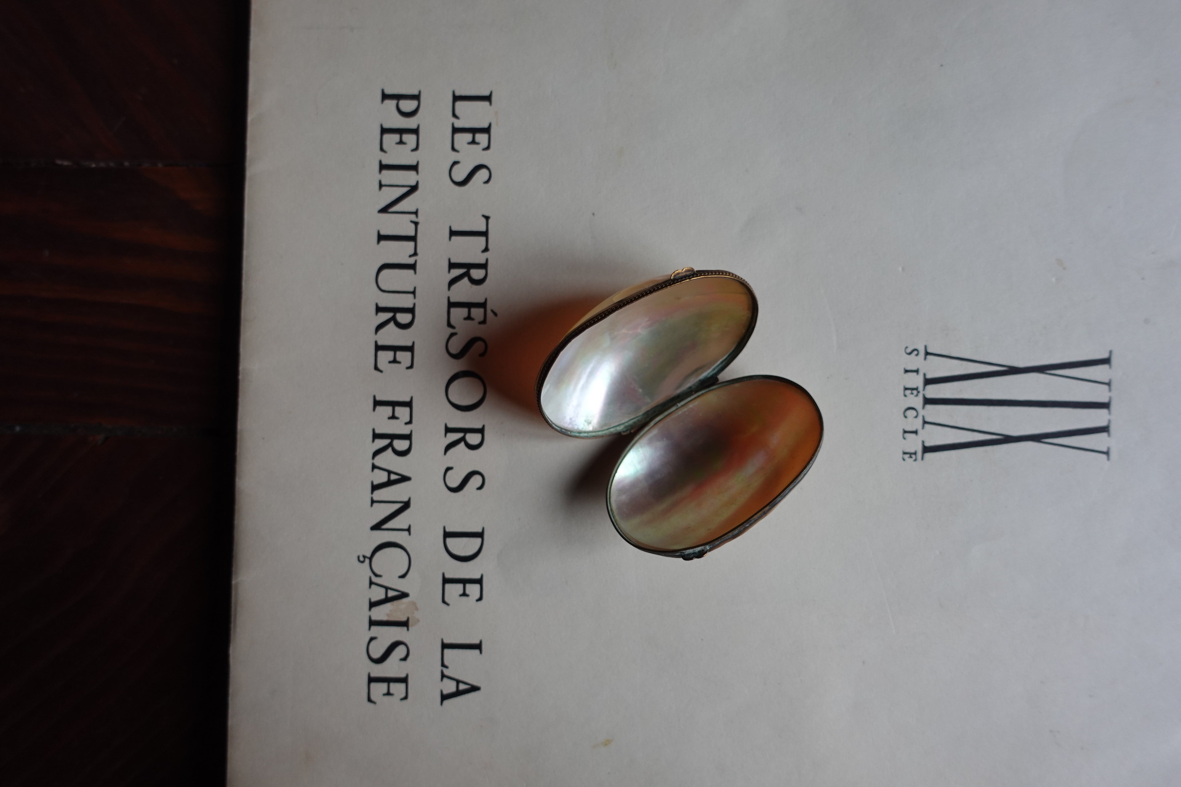 Mother-of-Pearl Mussel Shell Hinged Pill Box