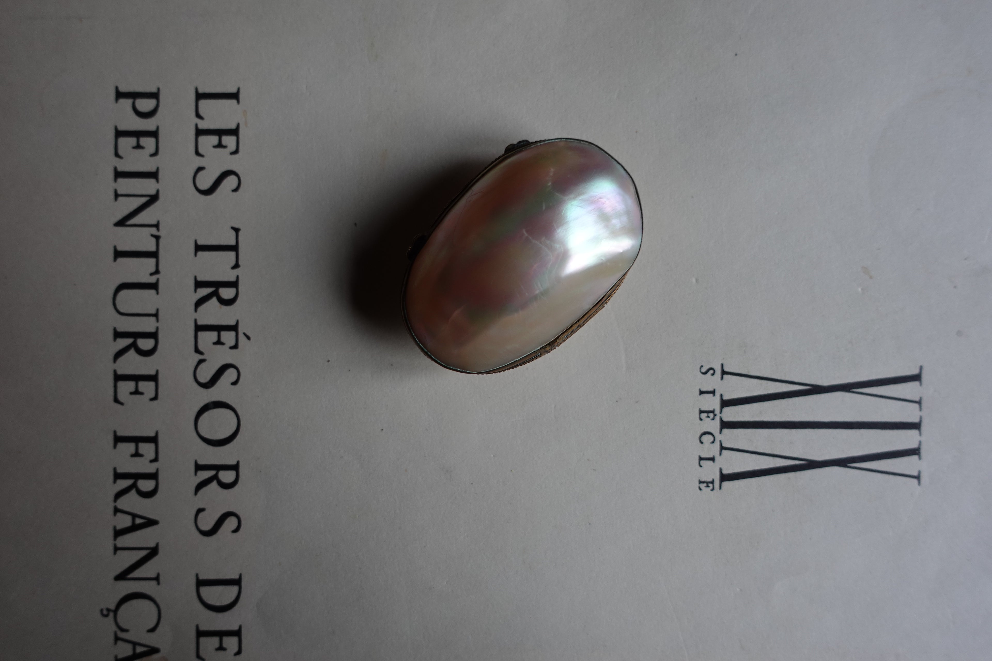 Mother-of-Pearl Mussel Shell Hinged Pill Box