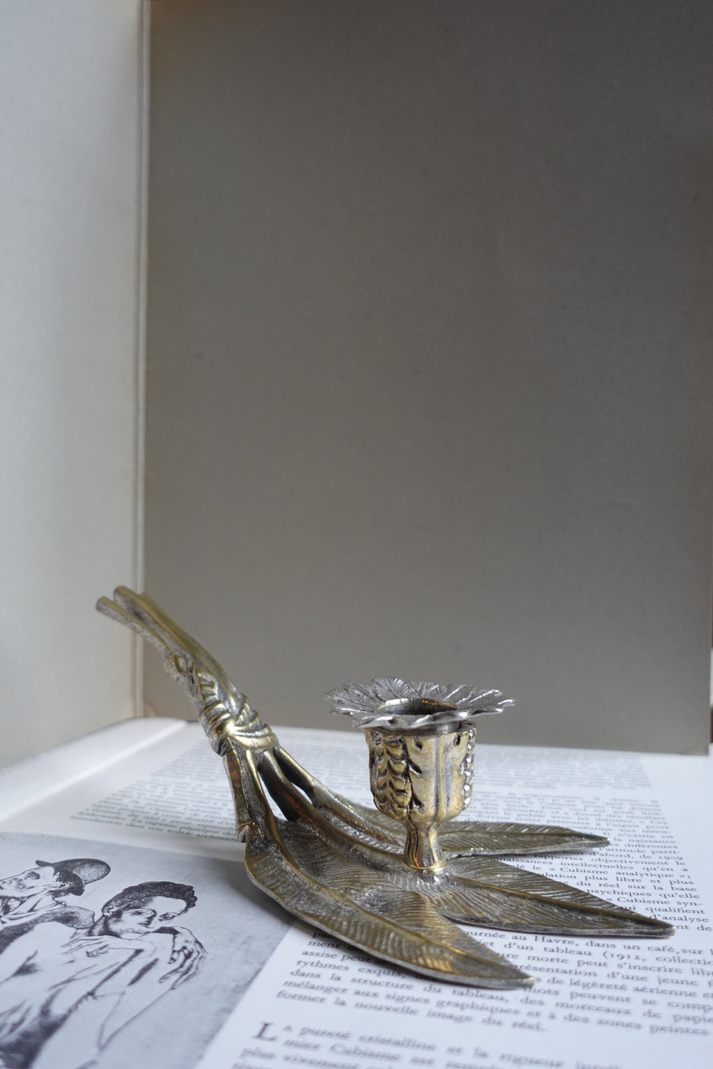 Silver & Brass Botanical Candle Holder