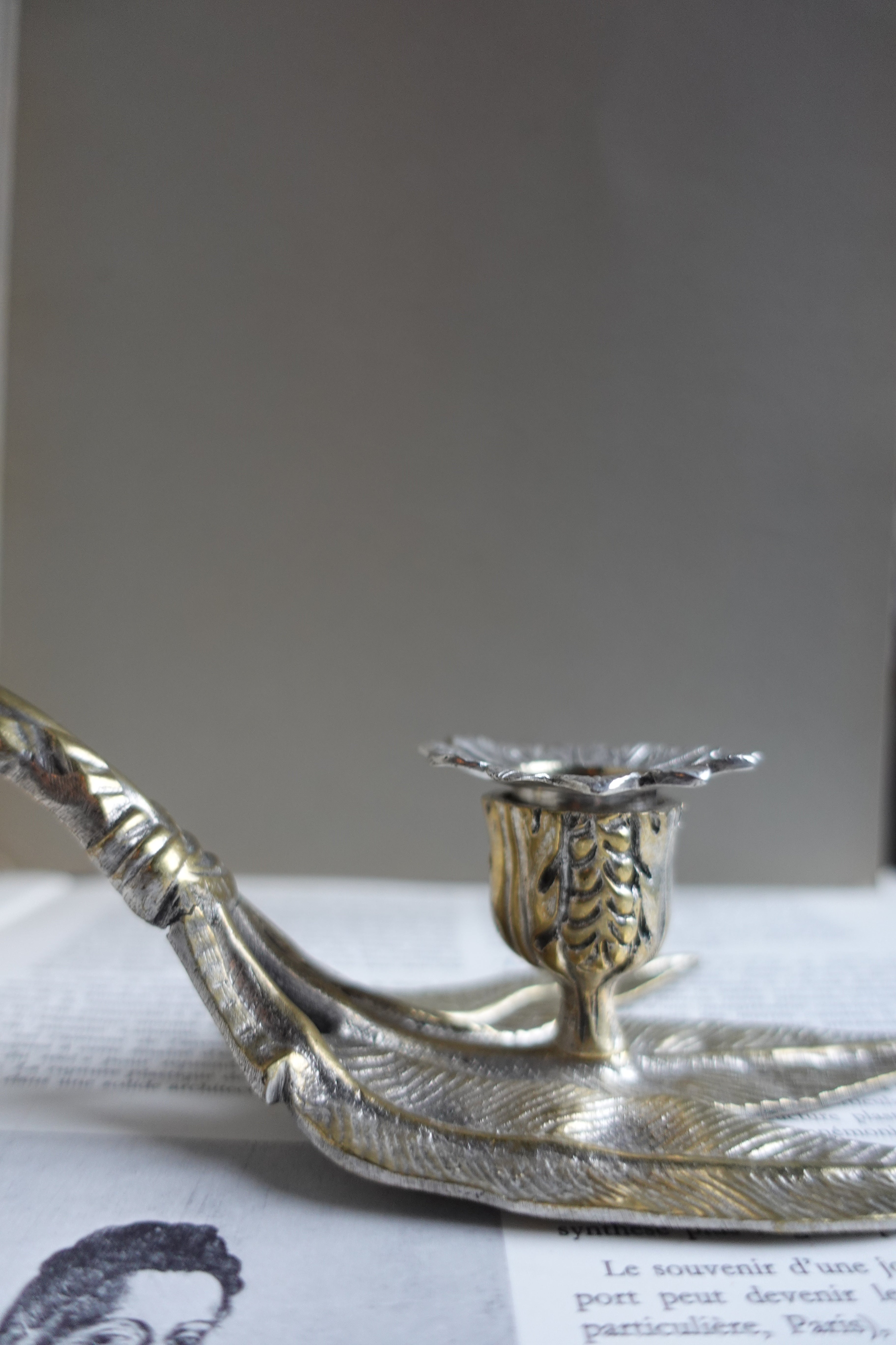 Silver & Brass Botanical Candle Holder
